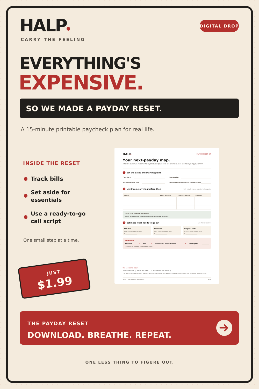 Cover of The Payday Reset Kit, a HALP. digital PDF guide